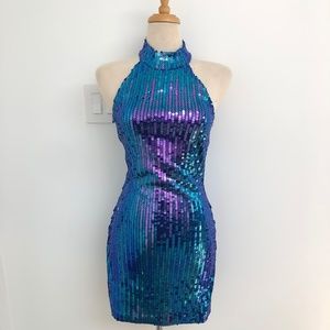 Vintage sequin halter dress